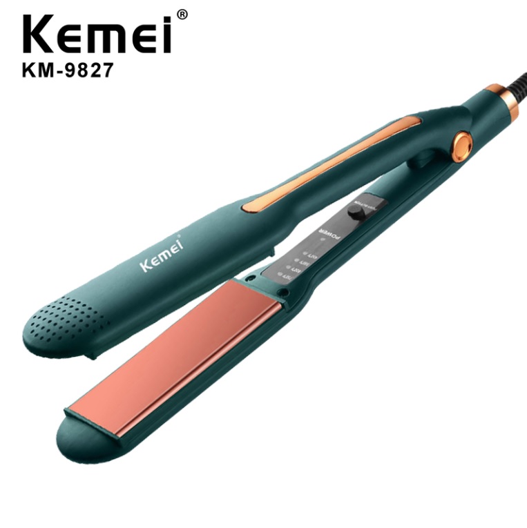 Máy kẹp tóc, duỗi tóc bản lớn chỉnh nhiệt kemei km 9827