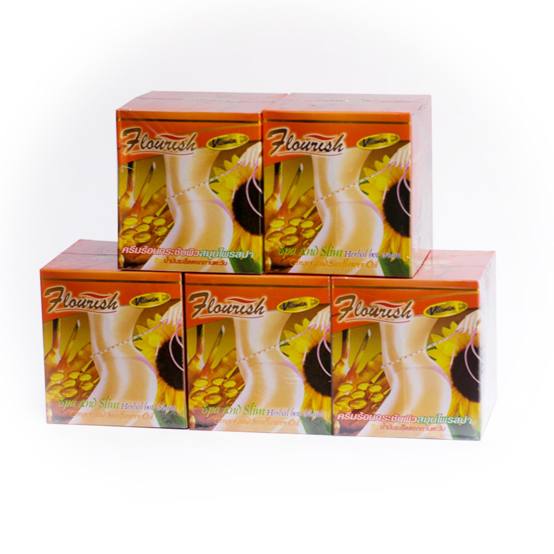 Bộ 5 hộp kem tan mỡ bụng CẤP TỐC gừng ớt Flourish Thái Lan