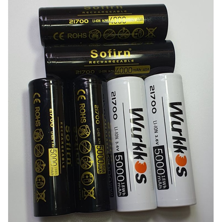 Pin, sạc sofirn/ wurkkos 21700 5000mah 50a, 4000mah 40a
