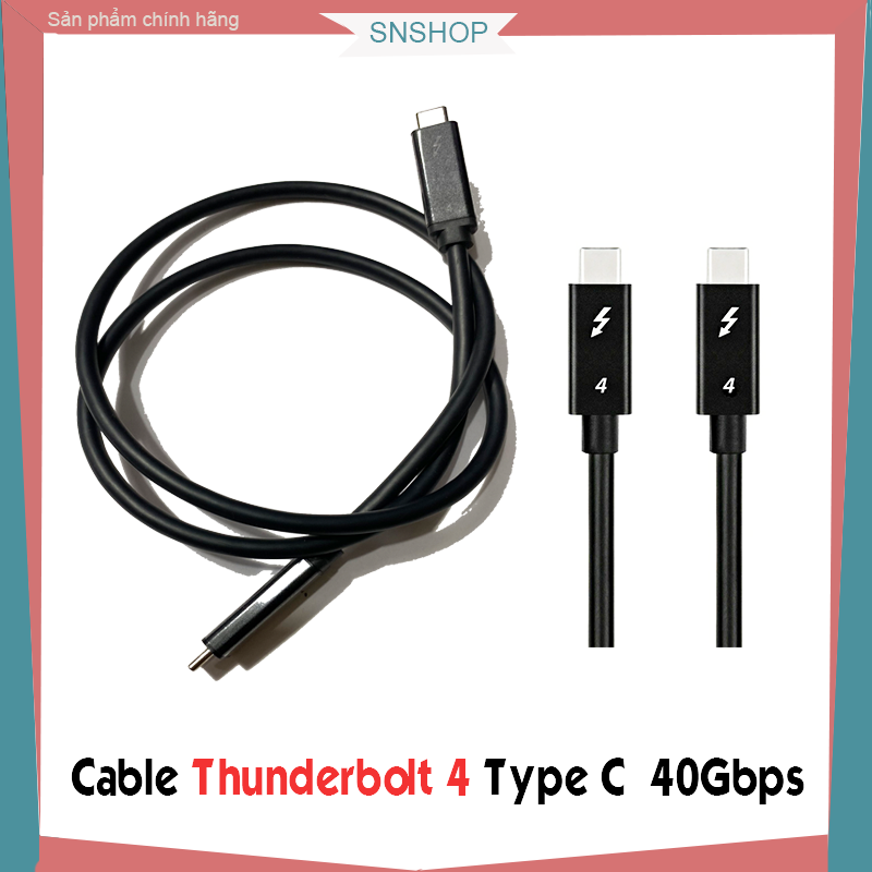 Dây cáp Thunderbolt 4 type C tốc độ 40Gbps dài 80cm dùng để truyền dữ liệu cho latop, dock