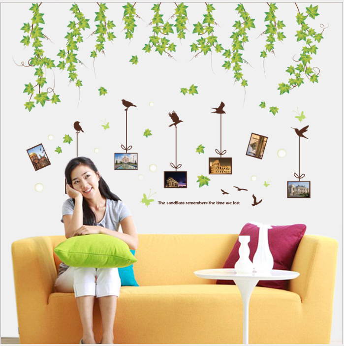[HCM]Decal giấy dán tường lá cây và khung ảnh WD21
