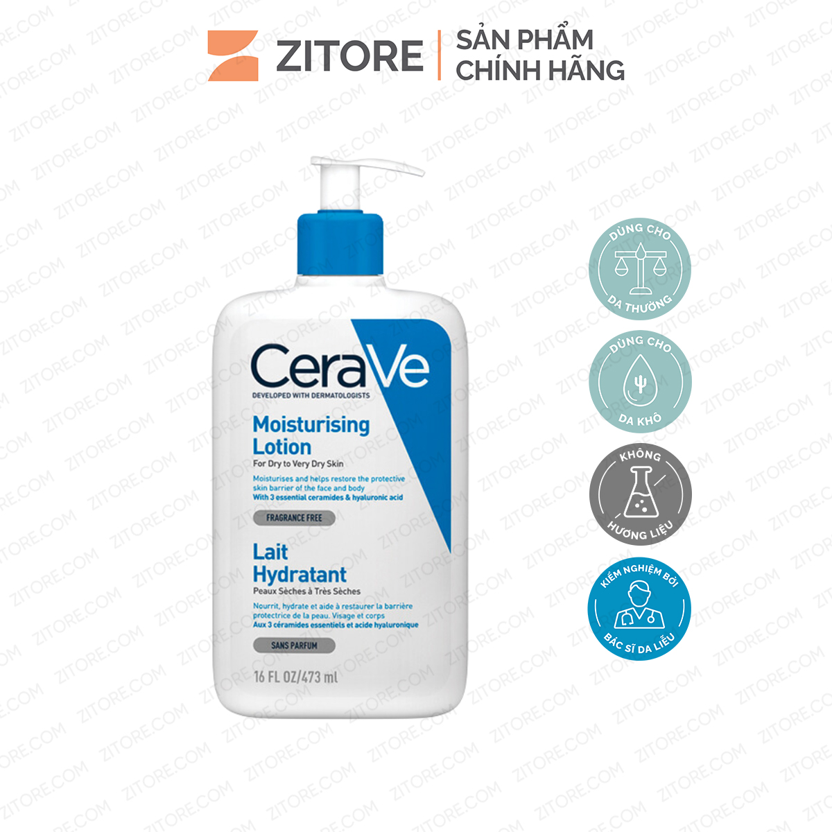 Sữa dưỡng thể cerave cho da khô đến rất khô 473ml - sản phẩm chính hãng tại zitore