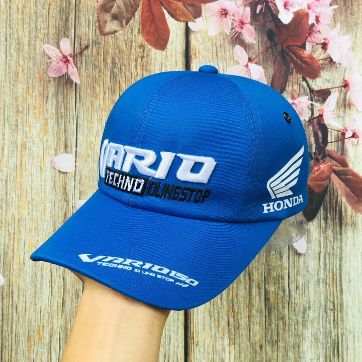 Nón tem xe vario - mũ kết hiệu xe vario hàng đặt quảng cáo đuôi khóa hộp xịn