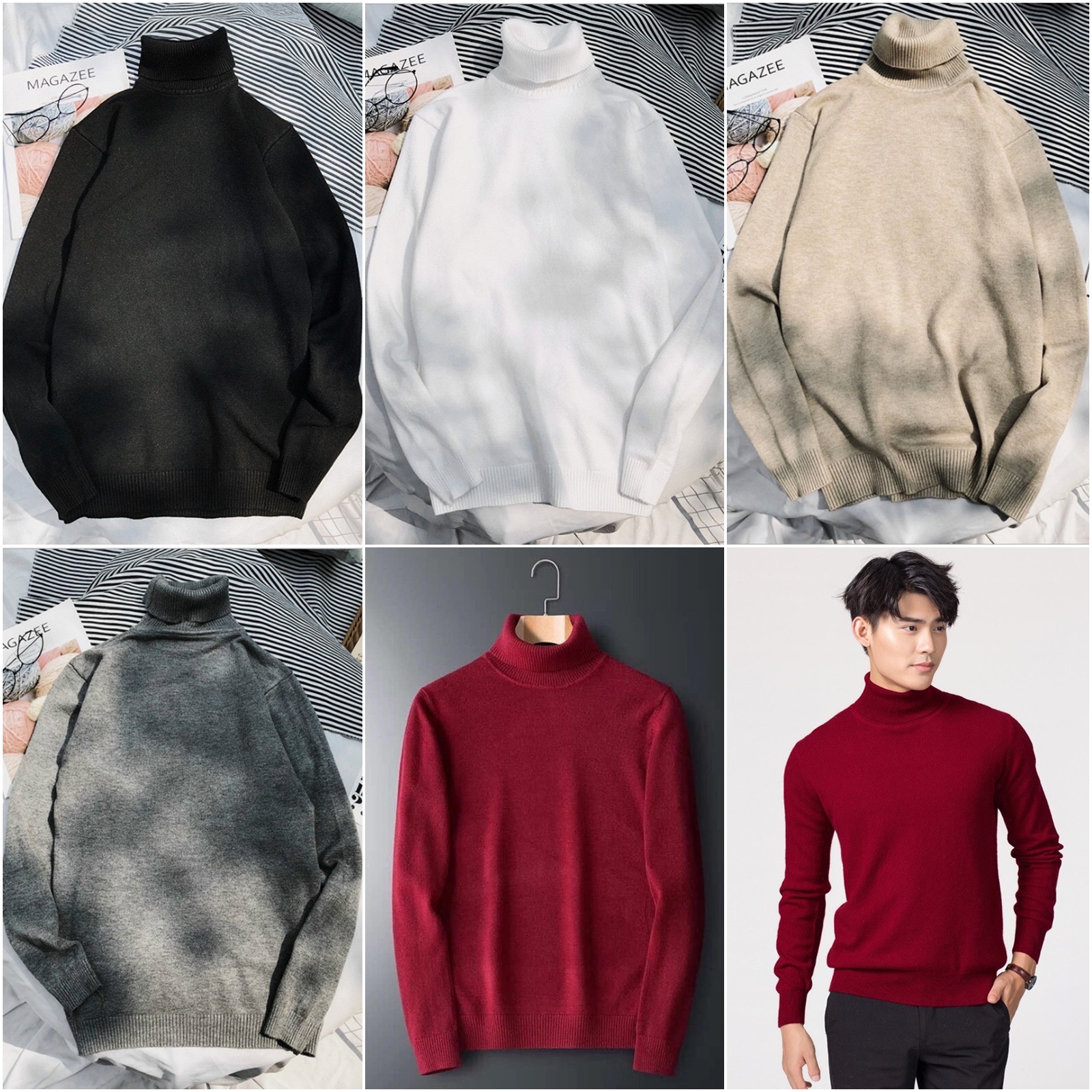 [Hoàn Tiền 15%] Áo Len Trơn Cổ Lọ Hàn Quốc Tay Dài Nam Nữ Unisex