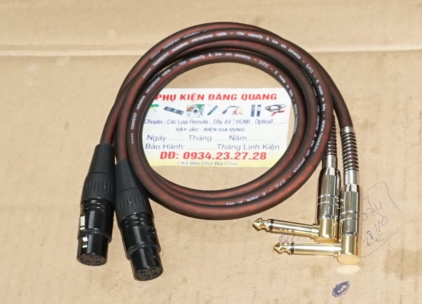 cặp dây canon Cái ra 6 ly Vuông dài 1m ( cong ) dât italy