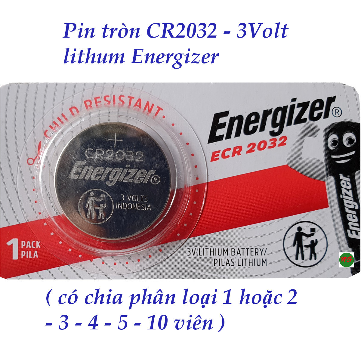 Pin tròn CR2032 Energizer 3Volt Lithium đường kính pin 2cm độ dày 3.2mm dùng cho các thiết bị điện tử như remote xe cân điện tử