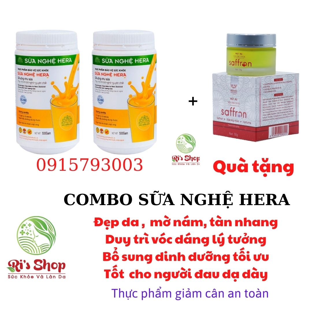 Combo 2 sữa nghệ hera 500 gram + tặng mask saffron