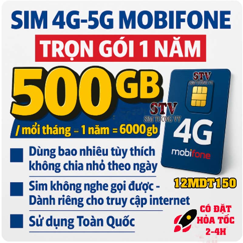 Sim 4G 5G Mobifone Trọn gói 1 năm 12mdt150 (500gb/ tháng), 12mdt50(5gb/ngày), mfy(100gb/tháng), Mdt350(4gb/tháng).FreeShip- chưa kích hoạt.