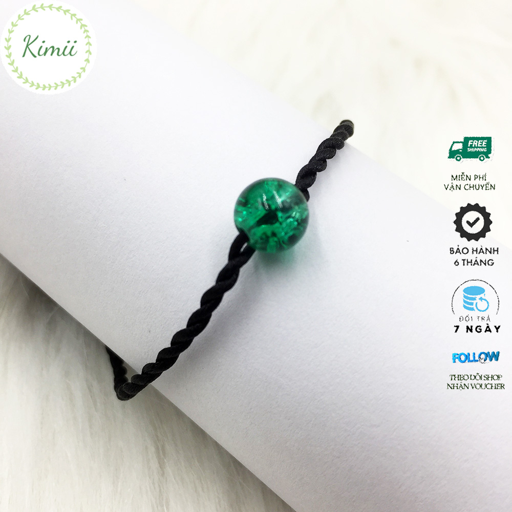Vòng tay dây tim may mắn đính đá xanh V140 Vòng tay phong thủy, Vòng tay handmade