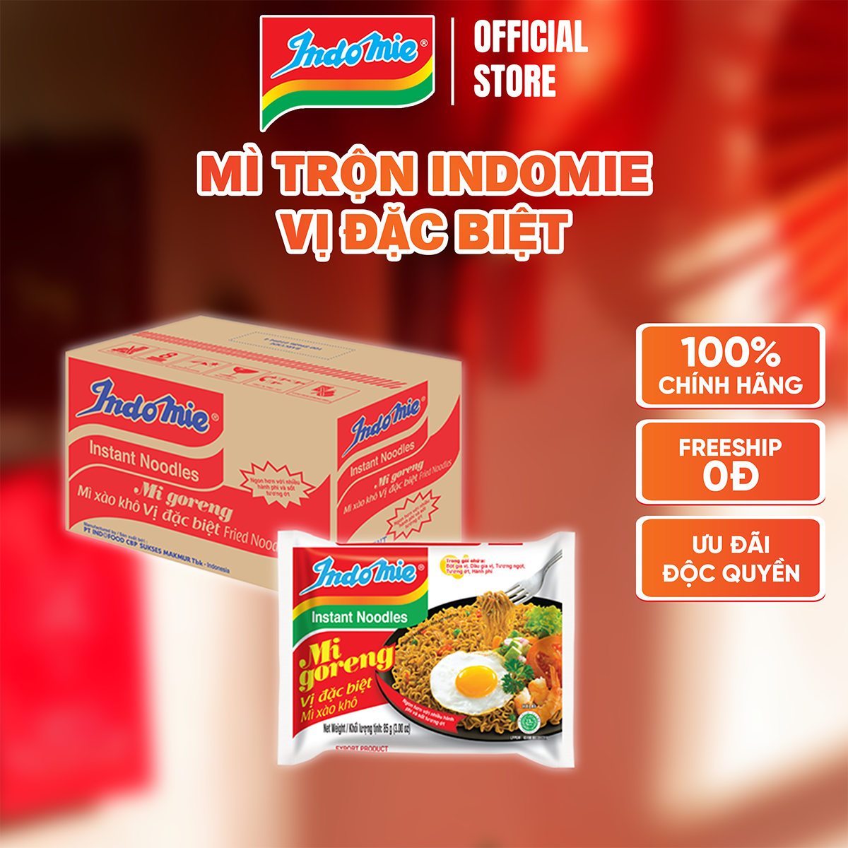 Mì Indomie vị Đặc Biệt, mì trộn thơm đậm đà chuẩn vị ẩm thực bản xứ Indonesia 85g x thùng 40 gói