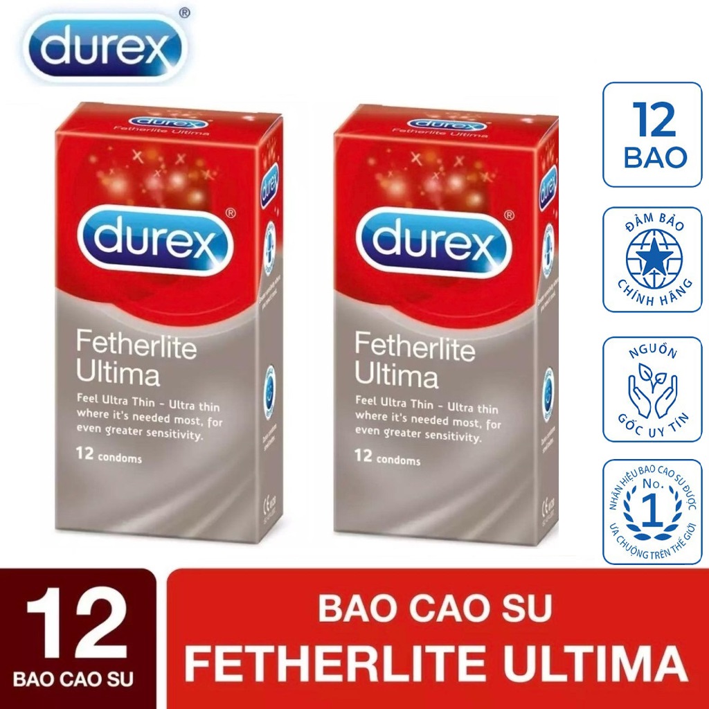 COMBO 2 Hộp Bao Cao Su Durex Fetherlite Ultima siêu mỏng 24 Chiếc - Che tên sản phẩm khi giao hàng