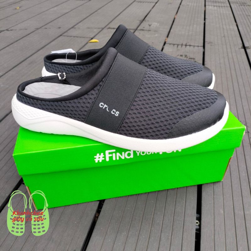 Giày sục vải cross literide mesh mule màu đen dành cho nam.