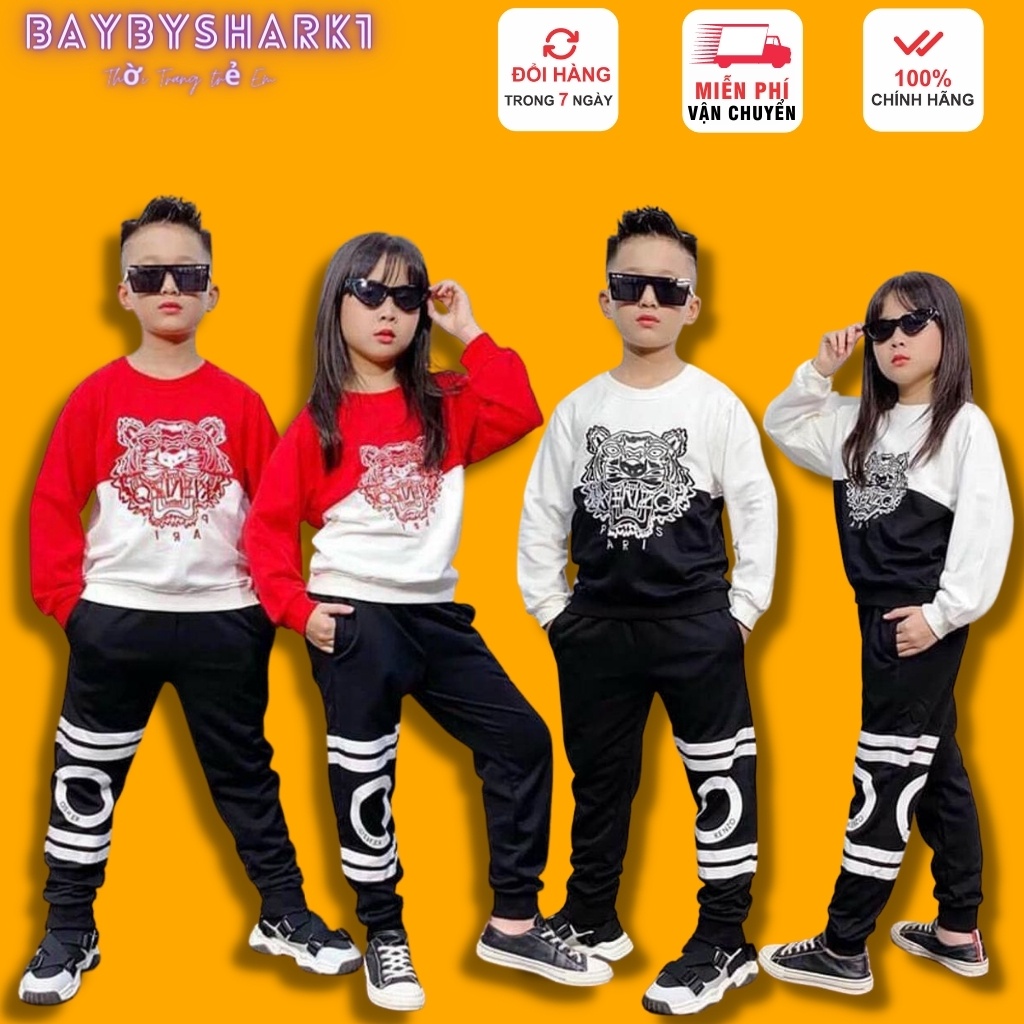 Đồ bộ thu đông bé trai, bé gái, đồ bộ cho bé vải mềm mịn, phong cách cho mùa thu đông, baybyshark1