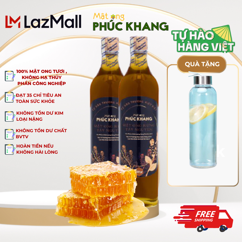 Combo 2 Chai Mật Ong Hoa Rừng Tây Nguyên Phúc Khang Hữu Cơ 720g Nguyên Chất Thiên Nhiên Bổ Dưỡng Xuất Xứ Việt Nam Thu Hoạch 2025 Hàng Chính Hãng