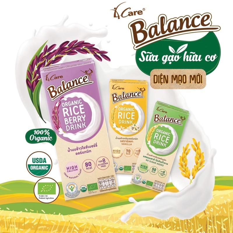 [Thùng 36 hộp] Sữa gạo hữu cơ 4Care Balance Organic