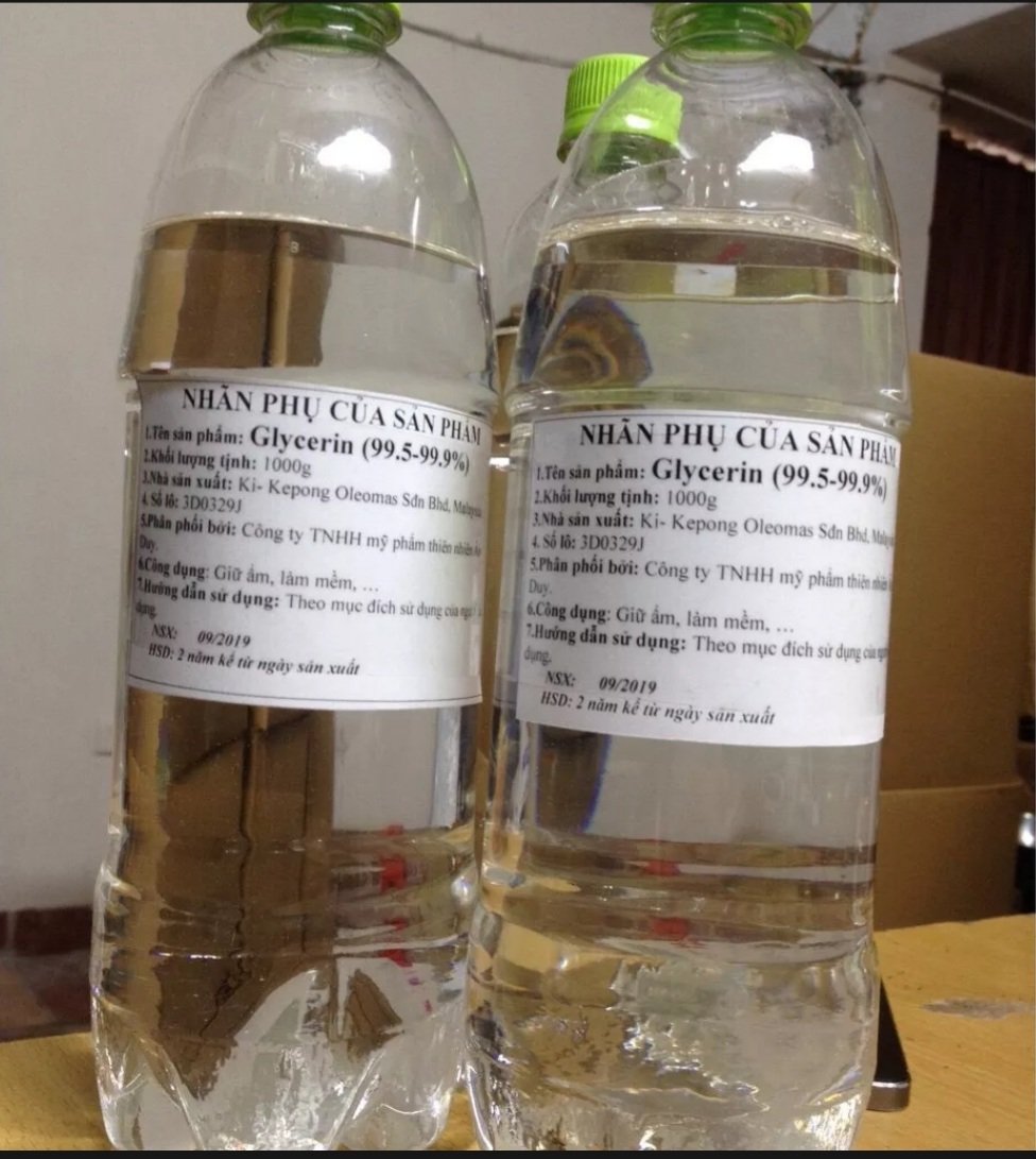 Glycerin thực vật, Glycerol _ 2 chai 1 kg - , Dung môi Propylene Glycol