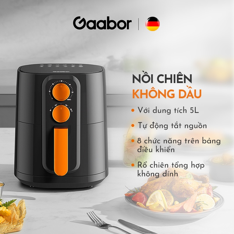 Nồi chiên không dầu 5L Gaabor GA-M5A01 - Thép không gỉ - Chính Hãng