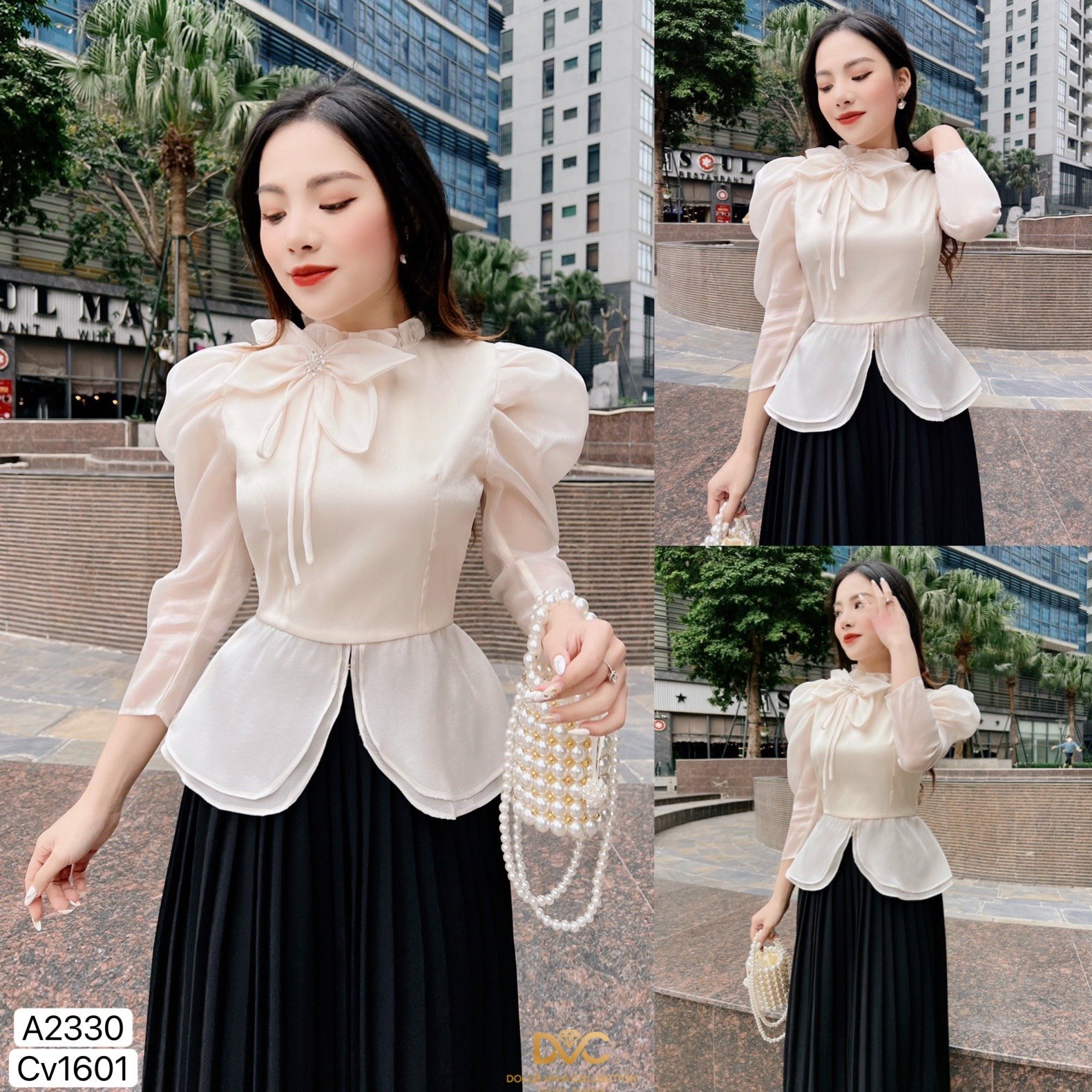 Áo be tay bồng cổ nơ a2330 – dolce viva collection