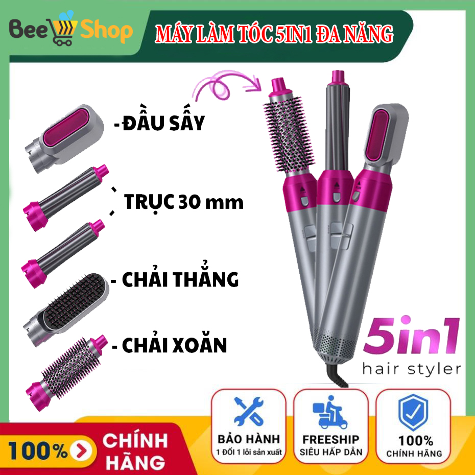 Máy Sấy Tóc Đa Chức Năng 5 In 1 , Máy Sấy Tóc Chuyên Nghiệp , Máy Uốn Xoăn Tự Động , Máy Tạo Kiểu Tóc Đa Năng - kiểu máy làm tóc đa năng thông minh có thể duỗi ép làm xoăn tạo kiểu tóc chính hãng, bảo hành 12 tháng