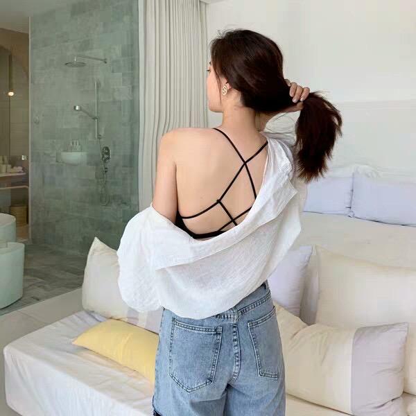 Áo bra satin- áo bra 2 dây quai mảnh bo chun sang chảnh