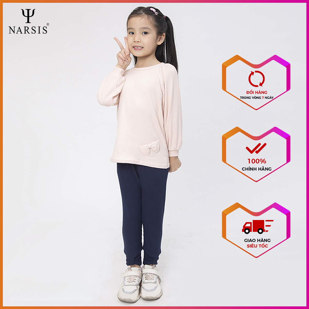 Quần dài bé gái Narsis KP0008 chất len màu tím than