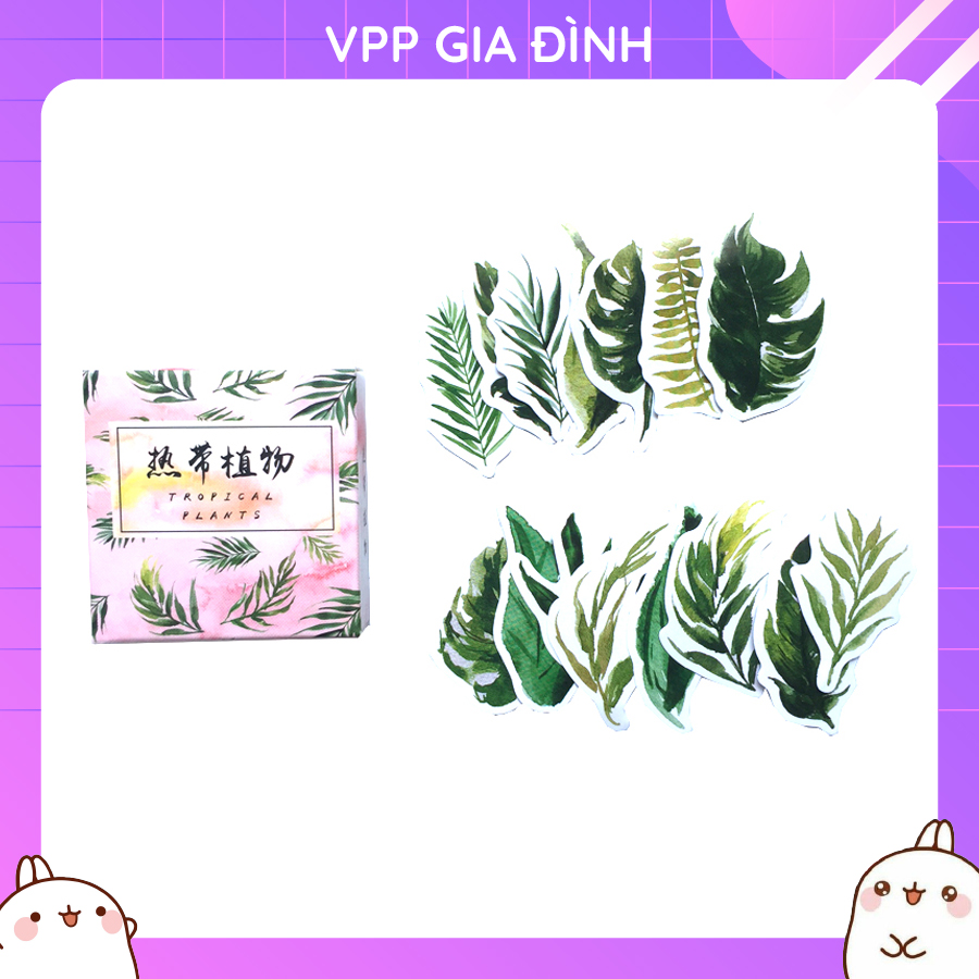 Hộp 40 Miếng Nhãn Dán Sticker Trang Trí Lá Cây