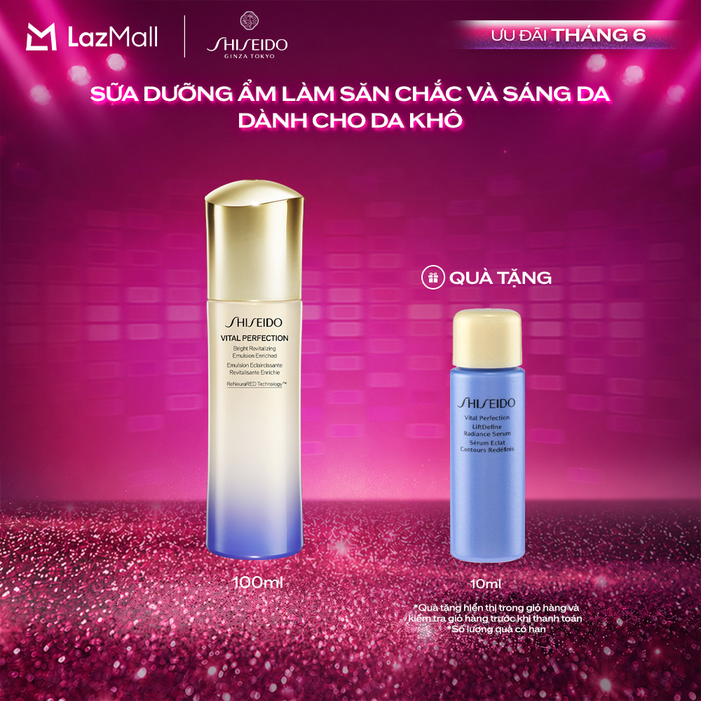 Sữa dưỡng ẩm làm săn chắc và sáng da Shiseido Vital Perfection Bright Revitalizing Emulsion Enriched 100ml