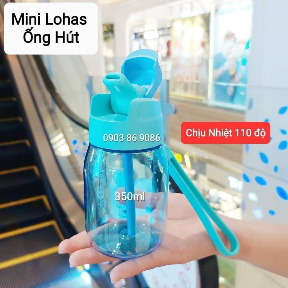 Bình Nước Tupperware Mini Lohas with Straw màu xanh dương 350ML