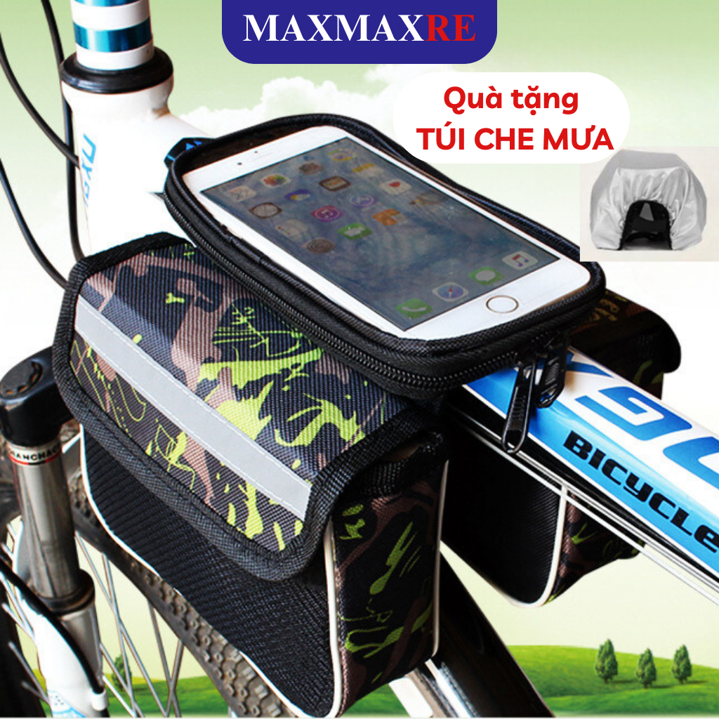 Túi treo sườn xe đạp thể thao cảm ứng chống nước, túi treo ghi đông xe đạp 3 màu nhiều ngăn