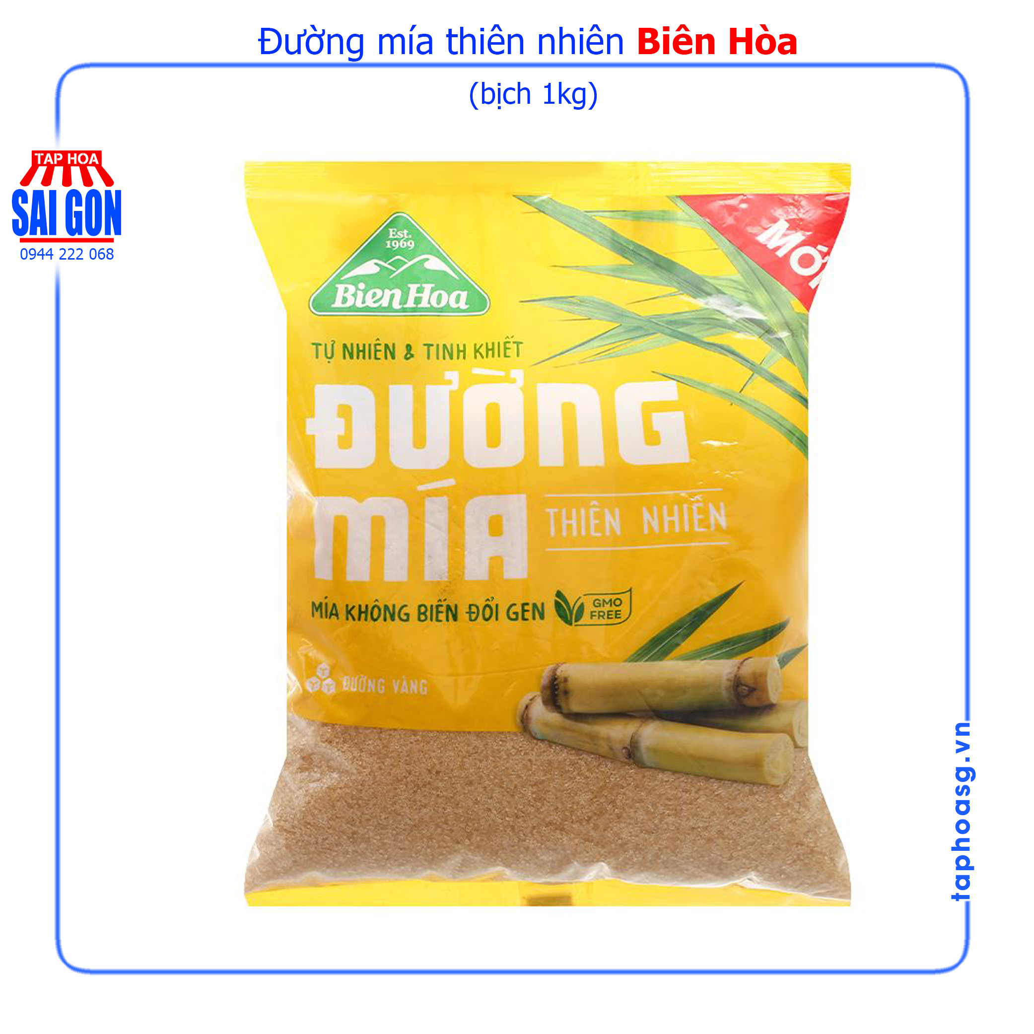 Đường mía thiên nhiên thượng hạng Biên Hòa bịch 1kg với thành phần 100 từ mật mía tinh khiết tự nhiên