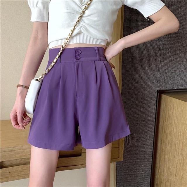 Quần short nữ đen tím vải tuyết mưa