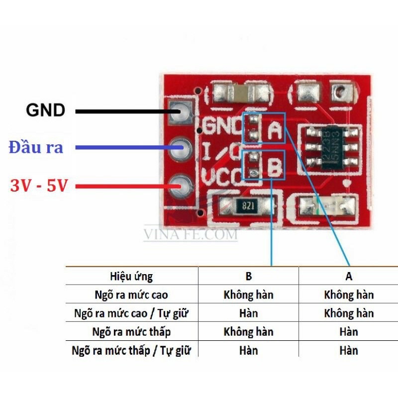 Modun,mạch cảm biến chạm. công tắc 1 chạm ttp223