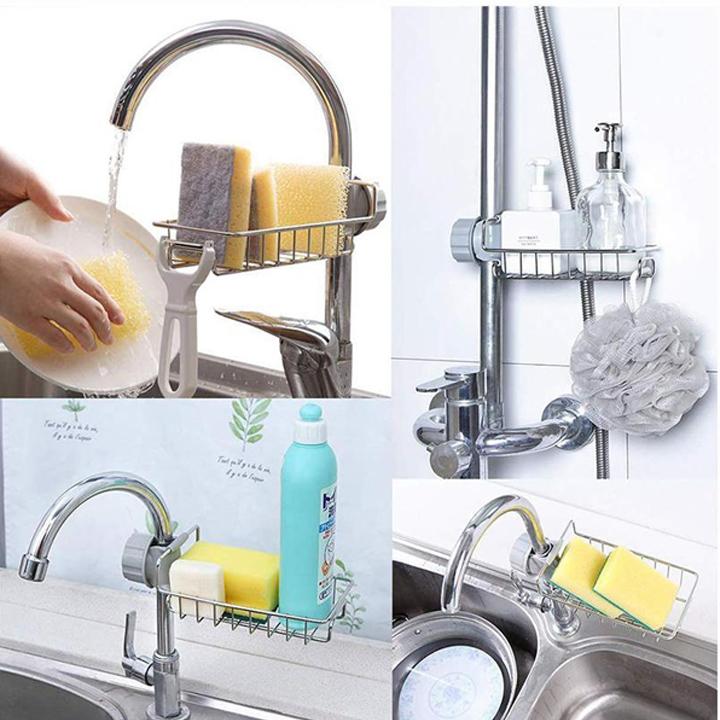 Kệ inox gắn vòi nước bồn rửa chén