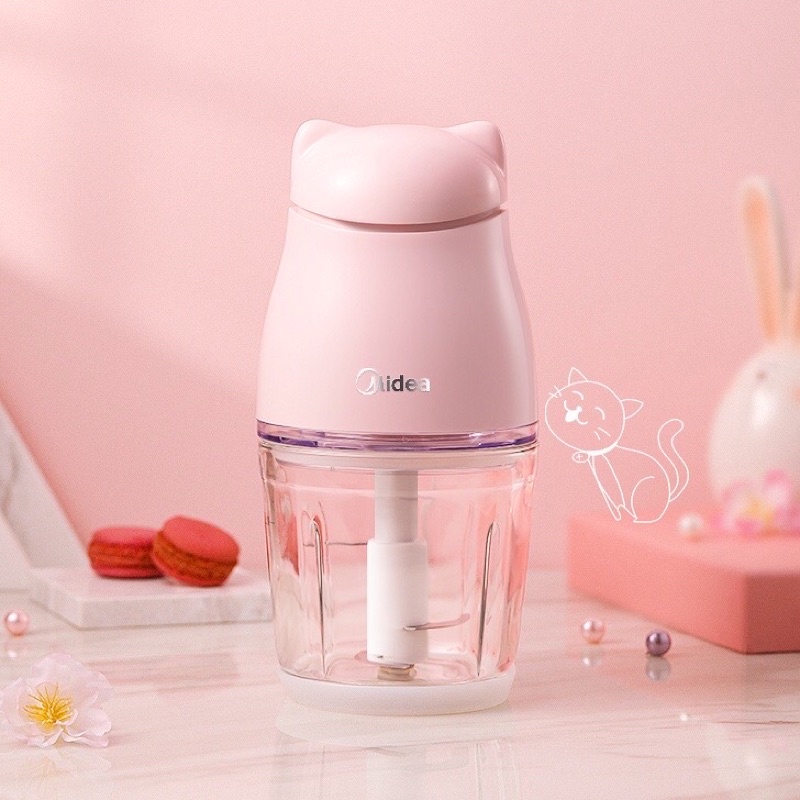 [Chính hãng] Máy xay thịt rau củ ăn dặm mini MIDEA màu hồng hình gấu cao cấp thuỷ tinh bảo hành 12 tháng