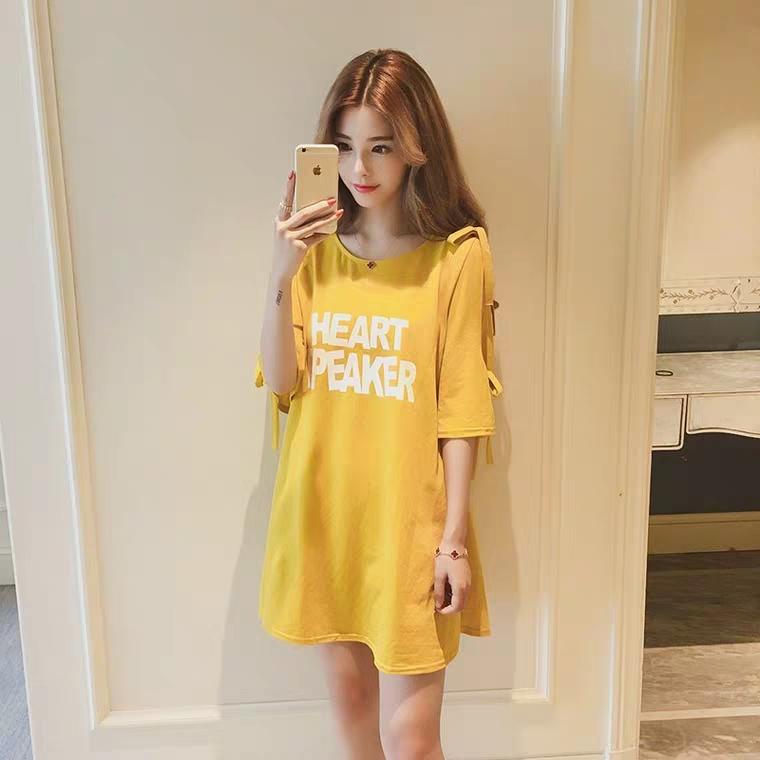 Đầm suông phối nơ tay siêu dễ thương HL