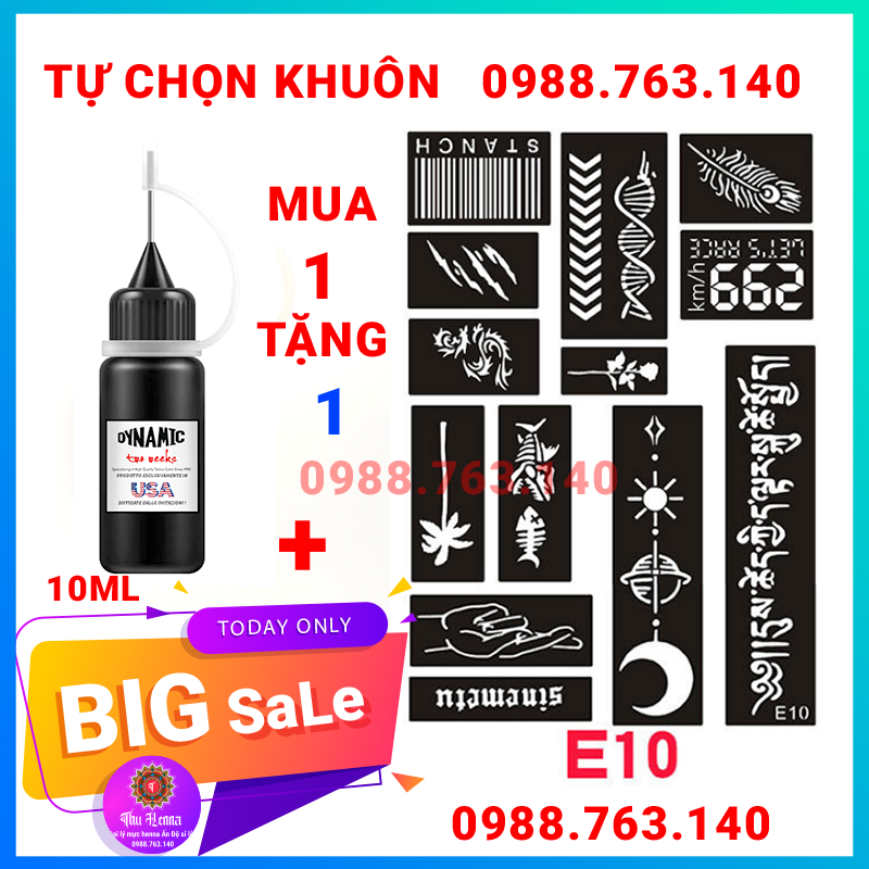 Mực Xăm Tạm Thời 15 ngày Tặng Kèm KHUÔN ( Được chọn mẫu)