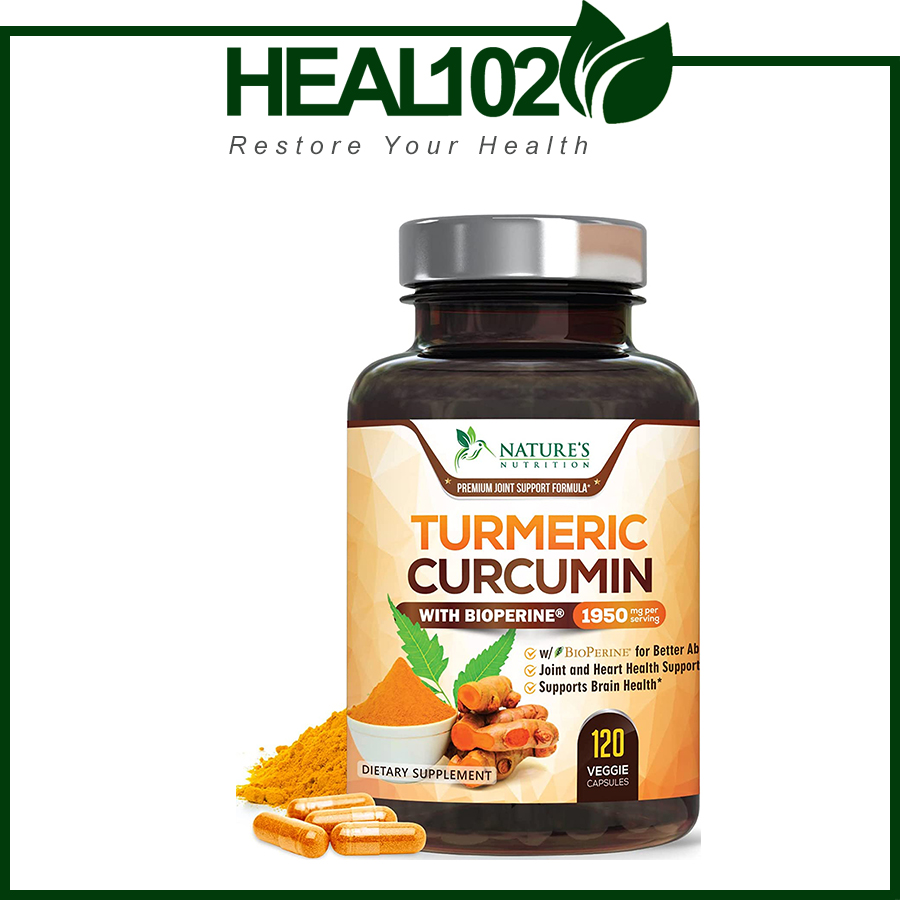 Turmeric Curcumin with Bioperine 1950mg – Bột nghệ curcumin cùng chiết xuất tiêu đen bổ sung hỗ trợ khớp, chống oxy hóa, ngăn ngừa viêm loét, đau dạ dày, phục hồi sức khỏe, làm đẹp da - HEAL102