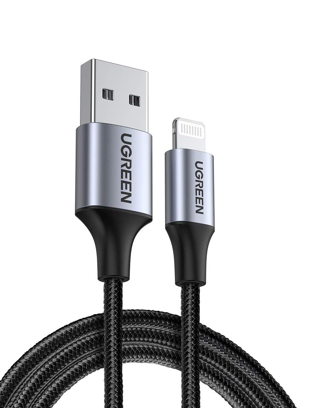 Ugreen 60154 0.25m màu đen cáp mfi usb 2.0 a ra lightning đầu bọc nhôm mạ nickel chống nhiễu 25cm uss291 60154