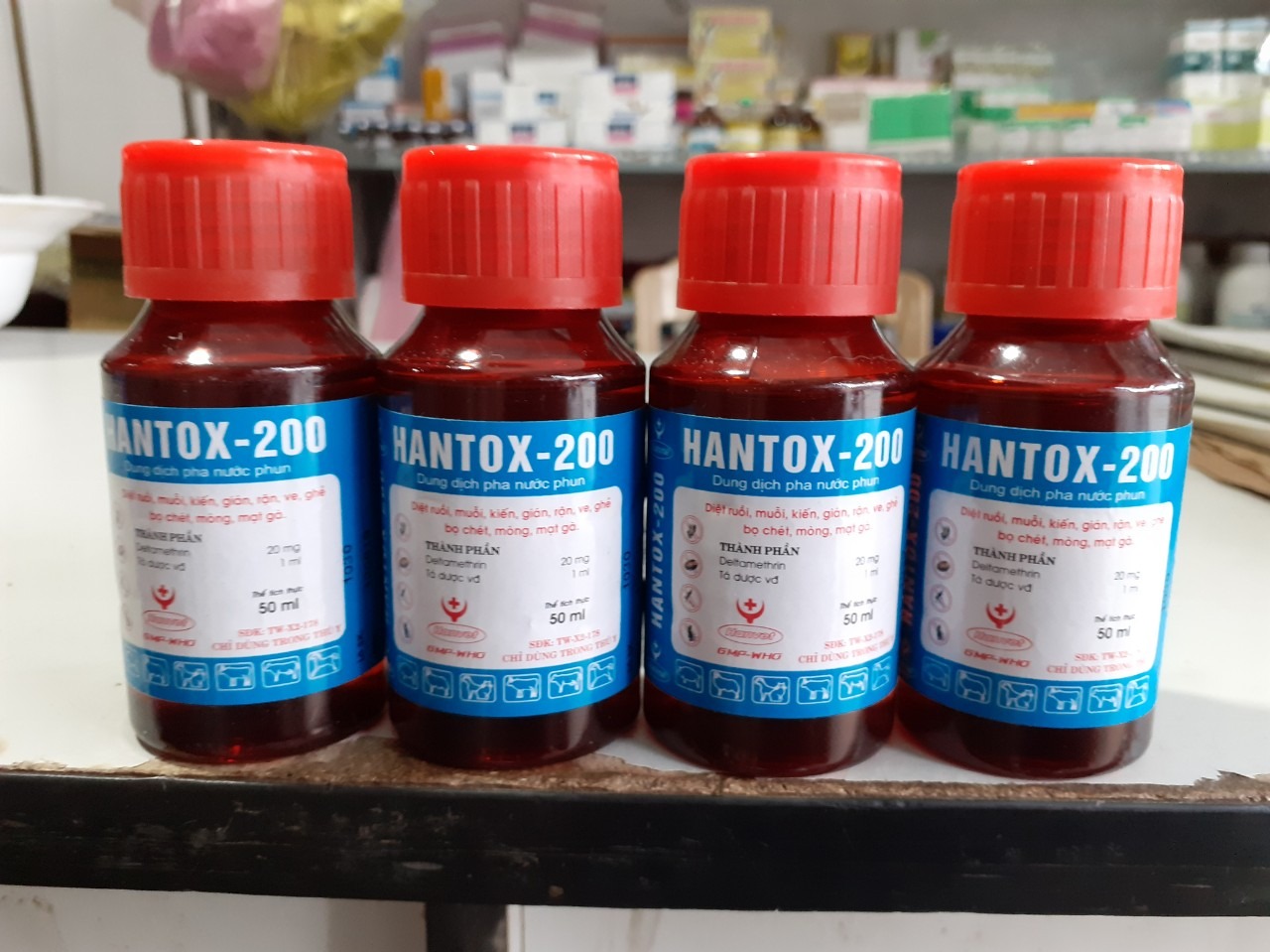 4 lọ thuốc diệt muỗi - mạt gà - hantox 200