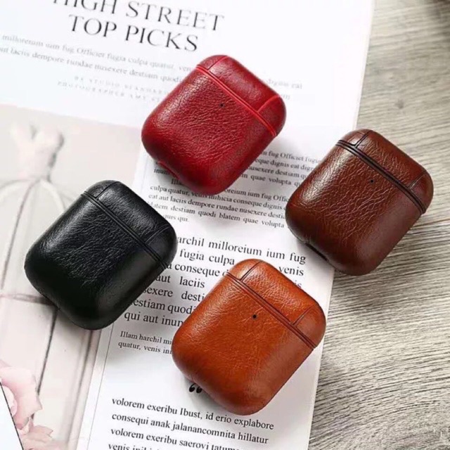 VỎ BỌC GIẢ DA TRƠN CHO HỘP SẠC TAI NGHE BLUETOOTH AIRPODS 1,  2 CASE AIRPOD