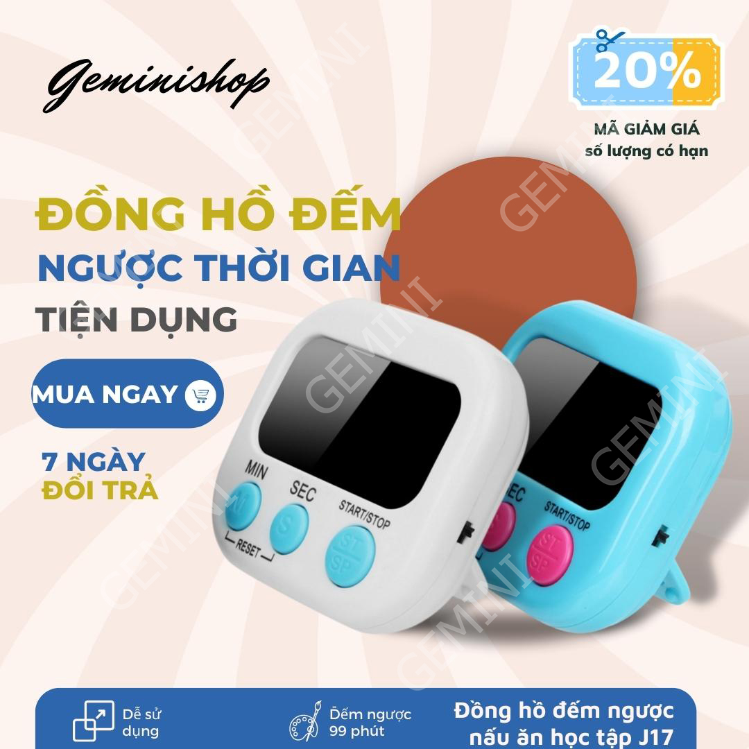 Đồng hồ bấm giờ đếm ngược Mini hẹn giờ thời gian nấu ăn J17 GEMINI SHOP