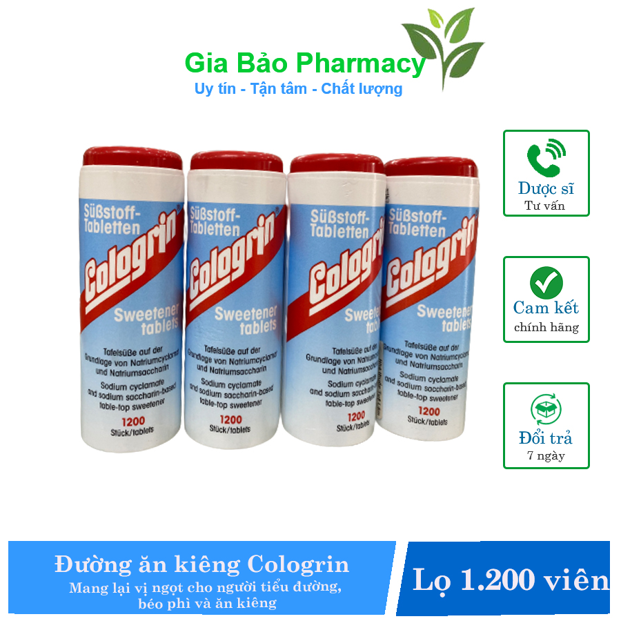 Đường ăn kiêng Collogrin hộp 1200 viên dành cho người tiểu đường, ăn kiêng, béo phì