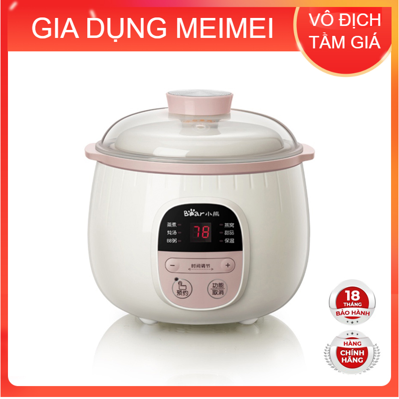 Nồi nấu chậm đa năng 4in1 0.8l bear sube001 - bản quốc tế - nấu cháo, chưng yến, ăn dặm tiện dụng - bh 18 tháng