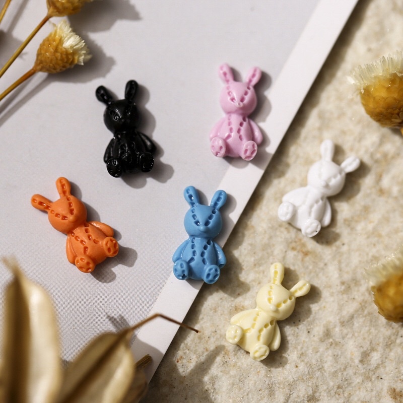 Set 6 Charm gấu cá tính 7 màu trang trí móng tay nail