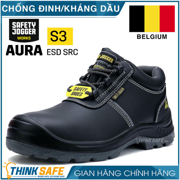 Giày bảo hộ lao động nam Jogger Aura S3 ESD SRC da bò cao cấp, cấu tạo phi kim, chống trượt, chống tính điện ESD Giày công trình, nhà máy, sân bay chuyên dùng - Chính Hãng