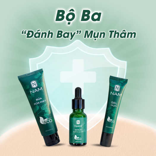 Bộ mỹ phẩm cho nam giới Thiên Nhiên Việt Group 3 sản phẩm Gel mụn + serum dưỡng da + sữa rửa mặt chính hãng dành cho da mụn thâm trắng da se khích lỗ chân lông - Helena Cosmetics