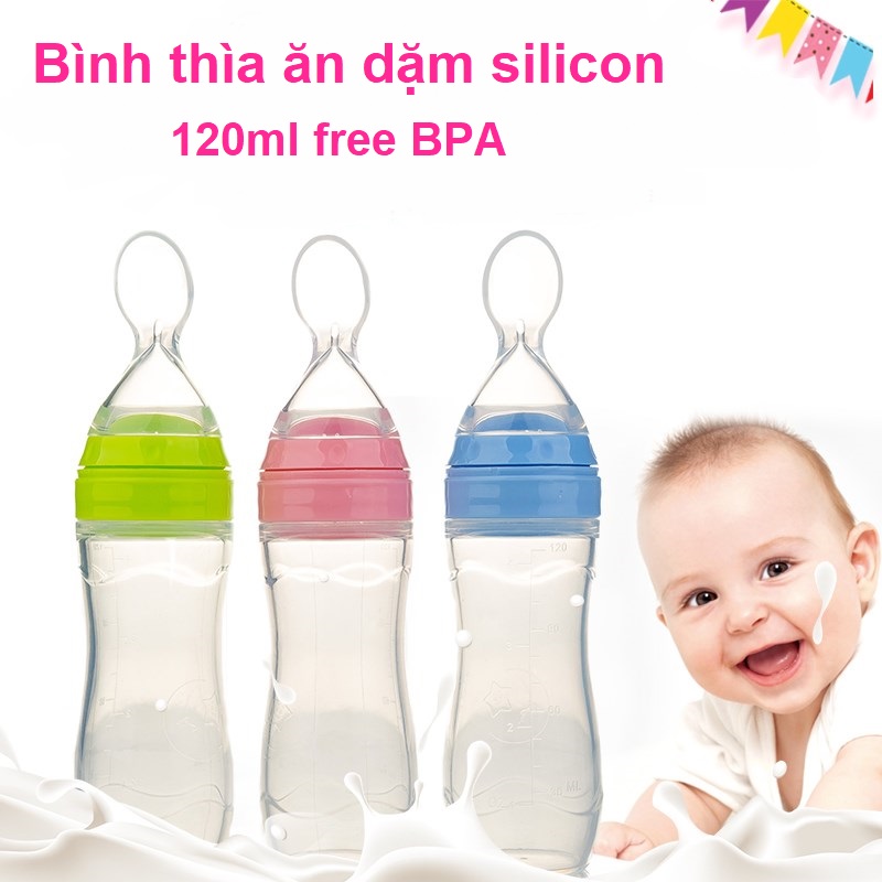 Bình thìa silicon ăn dặm cho bé 120ml