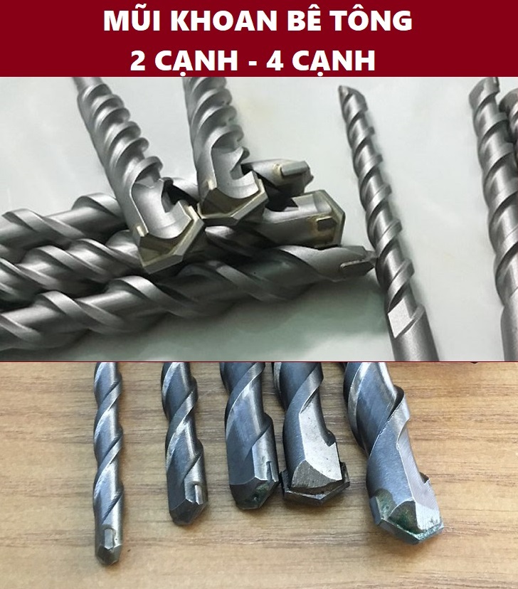 Mũi khoan bê tông 2 & 4 cạnh