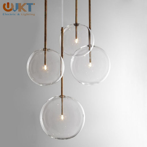 Đèn thả khối cầu thủy tinh xi vàng hiện đại THCN160