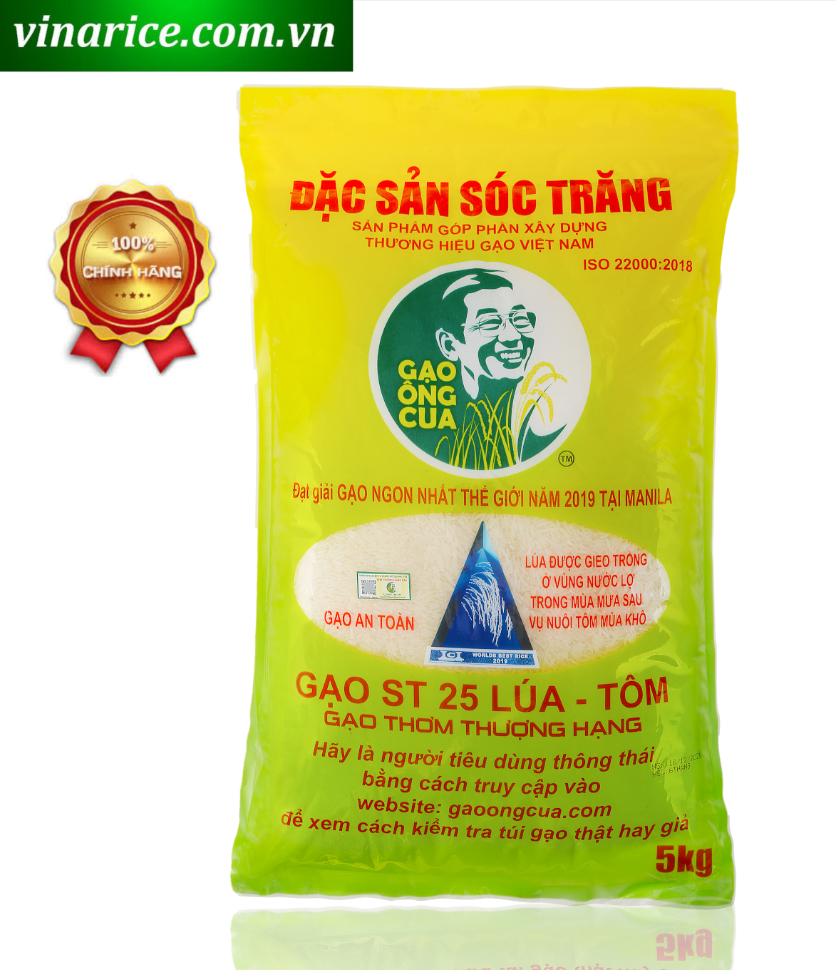 Gạo ST25 Lúa Tôm 5kg - ngon nhất thế giới- Gạo thơm tôm sạch (chính hãng date mới)